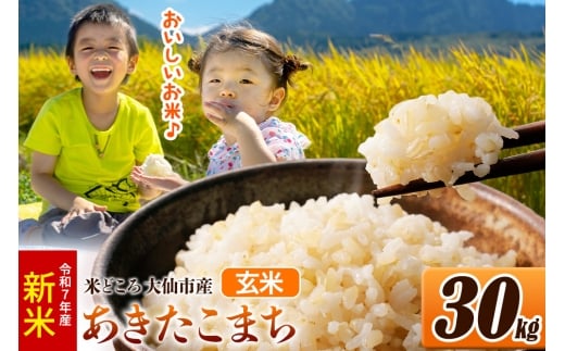 新米 令和7年産 米【玄米】米どころ秋田県大仙市産 あきたこまち 30kg（30kg×1袋）
