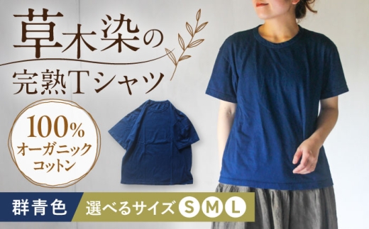 オーガニックコットン 完熟Tシャツ　【群青色】 (S/M/L) / オーガニック コットン 綿100　手染め 草木染め Ｔシャツ 半袖 トップス ファッション インナー 女性用 レディース 男性用 メンズ ユニセックス 男女兼用 ギフト 贈答 プレゼント / 大村市 / ISTIST [ACZW056]