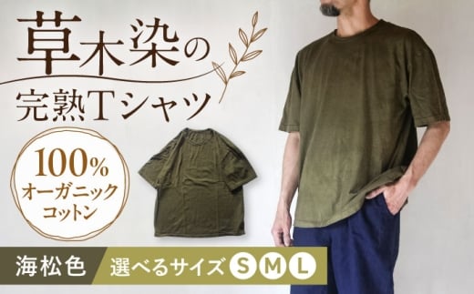 オーガニックコットン 完熟Tシャツ　【海松色】 Mサイズ / オーガニック コットン 綿100　手染め 草木染め Ｔシャツ 半袖 トップス ファッション インナー 女性用 レディース 男性用 メンズ ユニセックス 男女兼用 ギフト 贈答 プレゼント / 大村市 / ISTIST [ACZW060-2]