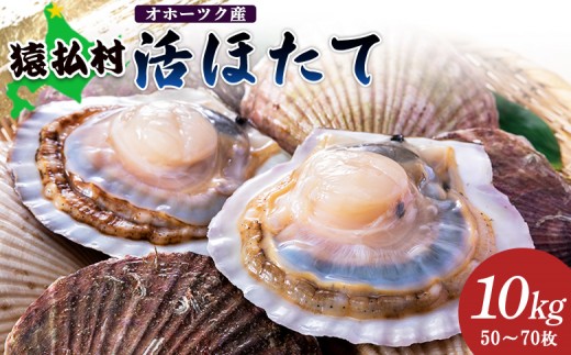 「活ほたて」10kg（50～70枚）　オホーツク産