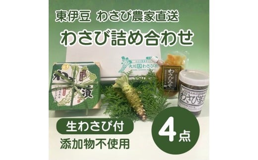 （冷蔵）わさび農家直送　無添加こだわり加工品+　生わさびセット 1383 ／ 大川因わさび園 わさび漬 わさび茎漬 わさび味噌 静岡県 2335478 - 静岡県東伊豆町