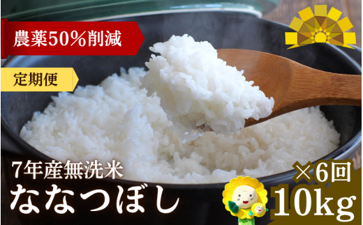 定期便6ヶ月 令和7年産新米 無洗米 ななつぼし 10kg×6回【sun500-nana-m10x6-R7】