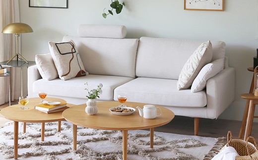【アイボリー】 高野木工 LEO SOFA レオソファ 3人掛け オーク脚 【5年保証】 ソファ インテリア 家具 九州 福岡県 筑後市