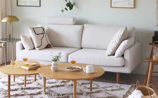 【アイボリー】 高野木工 LEO SOFA レオソファ 2.5人掛け ウォルナット脚 【5年保証】 ソファ インテリア 家具 九州 福岡県 筑後市