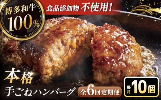 6回定期便 手ごね ハンバーグ 10個