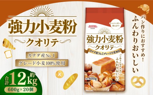 強力小麦粉 クオリテ 600g×20個 合計12kg ／ 小麦粉 小麦  強力粉 粉 パン ピザ ぎょうざの皮 料理 常温