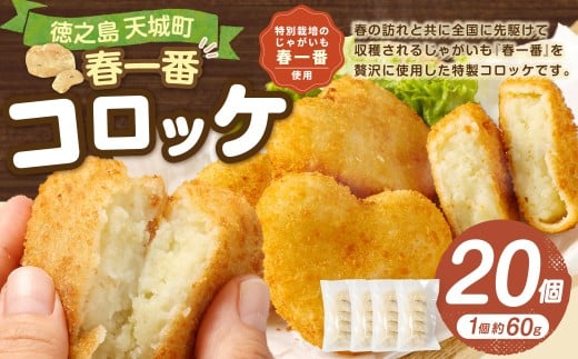 徳之島 春一番 コロッケ 20個 セット （5個×4袋） 1個当たり約60g 計約1.2kg じゃがいも 惣菜 おかず 冷凍 鹿児島 天城町