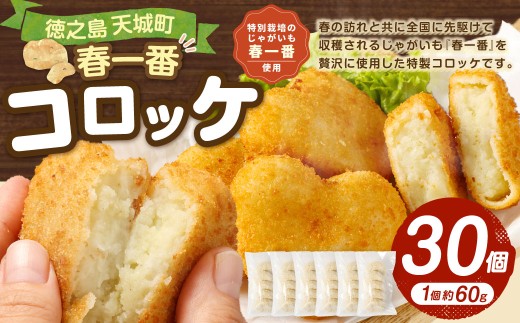徳之島 春一番 コロッケ 30個 セット （5個×6袋） 1個当たり約60g 計約1.8kg じゃがいも 惣菜 おかず 冷凍 鹿児島 天城町