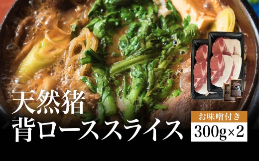 【2025年11月より順次発送】天然猪　背ローススライス　300gパック×2　お味噌付き（2ヶ）　