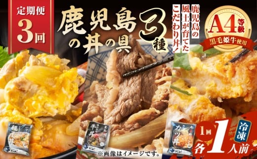 【全3回定期便】鹿児島の丼の具3種セット（1人前）　K258-T05_01a 2350780 - 鹿児島県鹿児島市