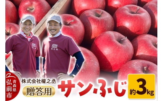 【25年11月出荷】りんご 權之丞 サンふじ 贈答用 約3kg【弘前市産・青森りんご】