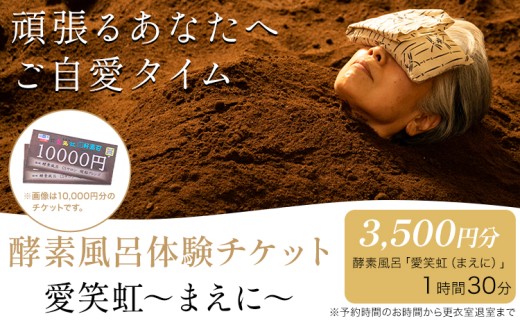酵素風呂 愛笑虹~まえに~ 体験チケット 3500円分 株式会社トモロー 《30日以内に出荷予定(土日祝除く)》米ぬか 土俵型 酵素 風呂 送料無料 2119018 - 茨城県結城市