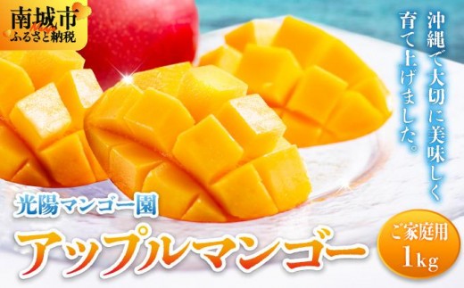 <先行予約・数量限定>アップルマンゴー ご家庭用(1kg)|マンゴー 限定 家庭用 訳あり 沖縄県 南城市 1kg 冷蔵 予約 先行受付 アップルマンゴー 送料無料 KM005