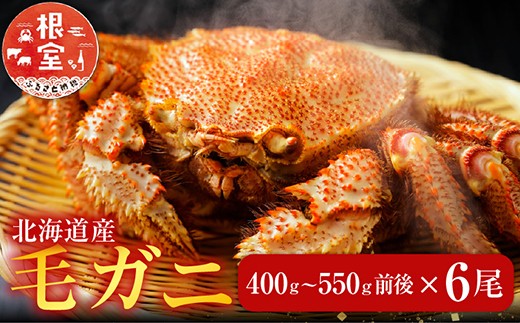 E-70007【12/21まで年内配送】 毛かに400g前後~550g前後×6尾