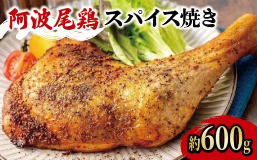 阿波尾鶏 鶏肉 スパイシーローストチキン 1本（約600g） 鳥肉 とりにく 鶏 鳥 とり チキン モモ もも肉 スパイス 焼き鳥 焼鳥 串カツ くしかつ ロースト 地鶏 阿波尾鶏 ブランド 高級 ギフト プレゼント 贈答 お取り寄せ グルメ クリスマス 誕生日 記念日 冷凍 真空パック 小分け 個包装 送料無料 徳島県 吉野川市 有限会社阿波食品