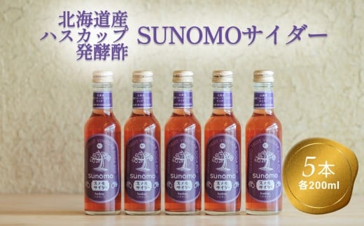 北海道産 ハスカップ 発酵酢 SUNOMO サイダー ストレートタイプ 計 1000ml ( 200ml × 5本 ) 飲むお酢 果実酢 フルーツ ビネガー