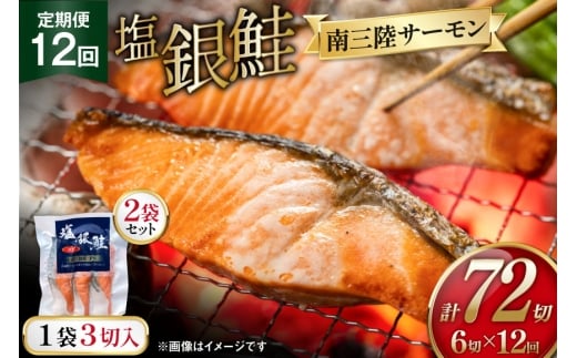 12回 定期便 塩銀鮭パック 3切×2袋×12回 総計24袋 [たみこの海パック 宮城県 南三陸町 m304amh560084] 鮭 切り身 サーモン 銀鮭 塩銀鮭 シャケ 切身 さけ サケ 国産 小分け 個包装 冷凍 