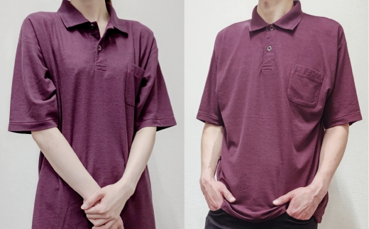 倉敷染 272SD半袖ポロシャツ昇り鯉刺繍調プリント入 エンジ