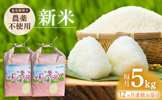 【令和7年度米】【全12回定期便】栽培期間中農薬不使用 農家のおいしいお米 5kg×12回 【浅田峠自然塾】 [EA07] 