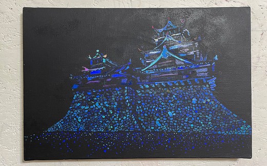 熊本城 -天守閣- Ⅱ P6号 （41cm×27.3cm） 額縁あり ／ 絵画 絵 アート 九州 熊本県 熊本市
