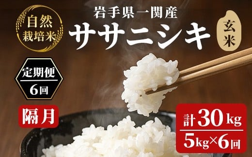 【隔月定期6回】令和7年産 新米 自然栽培米 ササニシキ 5kg【玄米】