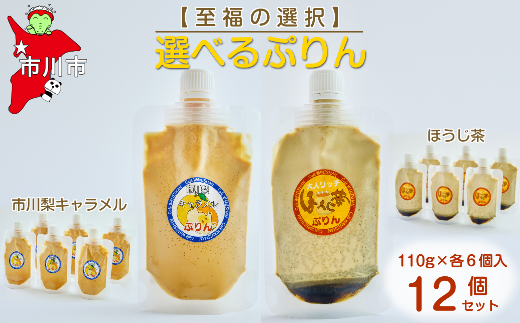 【至福の選択】選べる12個セット(市川梨キャラメル×ほうじ茶)ぷりん 【12203-0347】