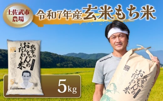 令和7年度 もち米 5キロ 数量限定 減農薬栽培 餅米 もちごめ 玄米 低化学肥料 高知県 南国市