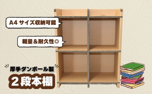 厚手ダンボール製 二段本棚 二層構造ダンボール F037