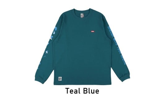 CHUMS×HAKUBA Booby バックプリント 長袖Tシャツ XXL /ティールブルー【P0550662_M_XXL_TE】