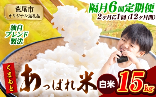 【6回隔月定期便】【2ヶ月に1回届く】熊本県産 くまもとあっぱれ米 白米 ブレンド米 15kg 熊本県産 ふるさと納税  精米 米 こめ ふるさとのうぜい コメ お米 おこめ《1月から出荷開始》 2369234 - 熊本県荒尾市