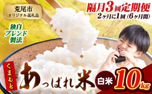 【3回隔月定期便】【2ヶ月に1回届く】熊本県産 くまもとあっぱれ米 白米 ブレンド米 10kg 熊本県産 ふるさと納税  精米 米 こめ ふるさとのうぜい コメ お米 おこめ《1月から出荷開始》 2369225 - 熊本県荒尾市