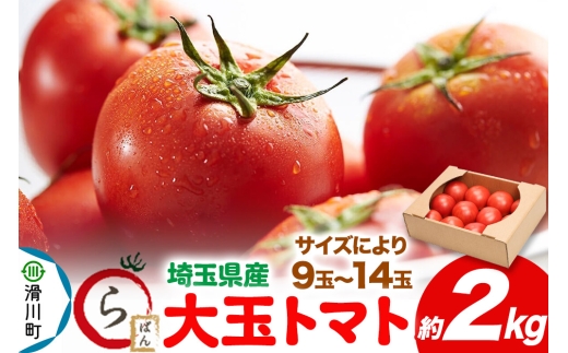 大玉トマト 約2kg（サイズにより9玉～14玉）埼玉県産 トマト