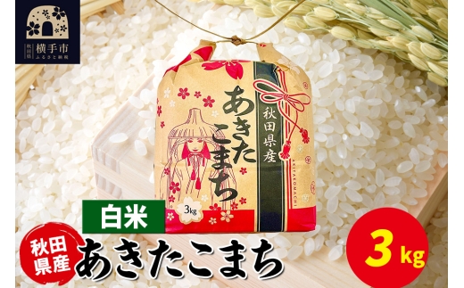 あきたこまち 3kg×1袋【白米】令和7年産 秋田県産 こまちライン 2118102 - 秋田県横手市