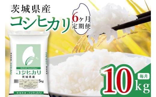 【数量限定】【6ヶ月定期便】茨城県産コシヒカリ10kg（5kg×2袋）×6回 【定期便 お米 ごはん こしひかり おにぎり ごはん 茨城県 水戸市】(JB-24)