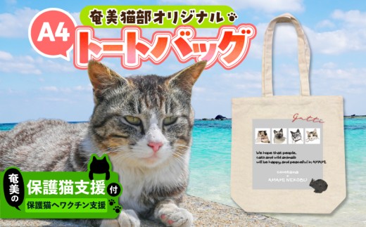 【奄美の保護猫支援（ワクチン代）】＋A4トートバッグ　A071-013