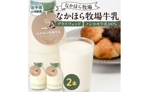 ＜毎月定期便＞なかほら牧場牛乳〔500 ml〕2本セット全6回【4075351】