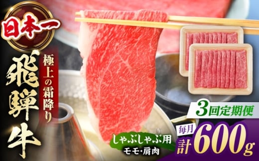 [3回定期便] 飛騨牛 しゃぶしゃぶ用 赤身 600g(300g×2) / しゃぶしゃぶ 牛肉 和牛 定期便 国産 / 白川町 / 浅井商店 [AWBJ018]