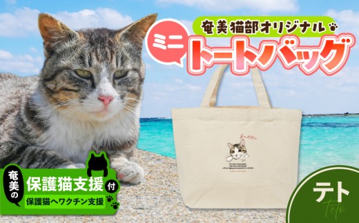 【奄美の保護猫支援（ワクチン代）】＋ミニトートバッグ（テト）　A071-010-03 2375346 - 鹿児島県奄美市