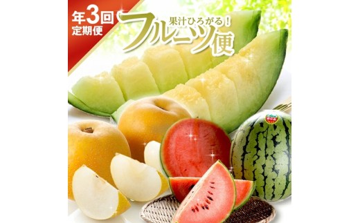 【3回定期便】果汁がひろがる！ 酒田の美味しい果物お届け便2026 (アンデスメロン・小玉すいか・刈屋梨) SE0493