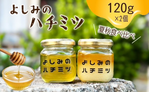 【よしみのハチミツ】 夏秋食べ比べ 120g×2本 ハチミツ はちみつ 蜂蜜 国産 下関産 無添加 非加熱 はちみつ HONEY ハニー  健康 朝食 プレゼント (トースト ホットケーキ パンケーキ ミツバチ ヨーグルト) 養蜂 下関 山口 