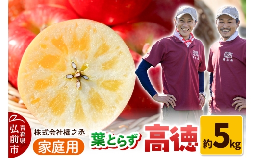 【25年11月出荷】りんご 權之丞 葉とらずりんご 高徳 （こうとく） 家庭用 約5kg【弘前市産・青森りんご】