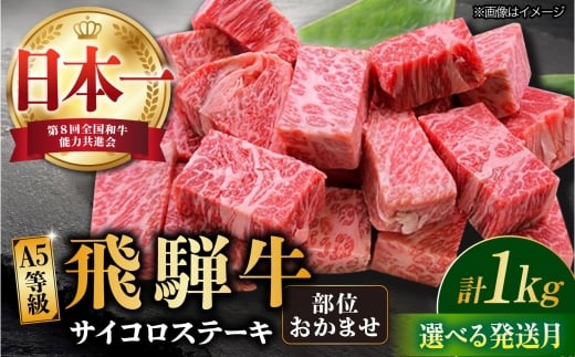 【3月発送】飛騨牛 サイコロステーキ 部位おまかせ 1kg A5等級 和牛 ブランド牛 国産 牛肉 多治見市 / 渡辺精肉店 [TAZ042-3] 2373398 - 岐阜県多治見市