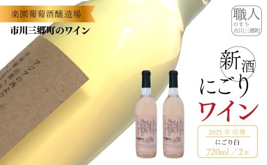 2025年収穫 新酒ワイン にごり白ワイン 720ml×2本セット 楽園葡萄酒醸造場 山梨県 山梨 市川三郷町 市川三郷 ワイン にごりワイン 白ワイン 産地直送 甲州ワイン 贈答 プレゼント ギフト 新酒 ぶどう 葡萄 季節 冬 [5839-1460]