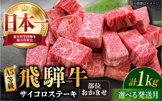 【1月発送】飛騨牛 サイコロステーキ 部位おまかせ 1kg A5等級 和牛 ブランド牛 国産 牛肉 多治見市 / 渡辺精肉店 [TAZ042-1] 2373396 - 岐阜県多治見市