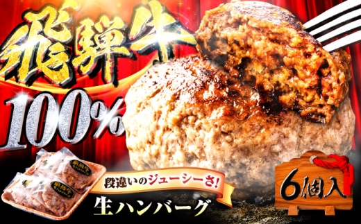 飛騨牛 100%生ハンバーグ 6個 牛肉 おかず お惣菜 岐阜市 / だるまミート [ANBE029]