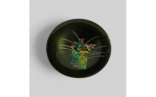 丸小皿 秋草 梨地グリーン 2374527 - 和歌山県海南市