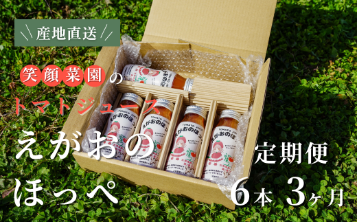 【定期便・全3回】毎日飲みたくなる大玉トマト100%ジュース えがおのほっぺ  (160ml×6本)×3回| 新鮮野菜 旬の野菜 ヘルシー 健康 高糖度   大容量 リコピン ミネラル 健康 おやつ ギフト 贈り物 北海道 上川郡 [042-15] 2373676 - 北海道美瑛町