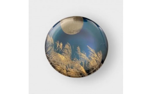 丸小皿 すすき シアンブルー 2374519 - 和歌山県海南市