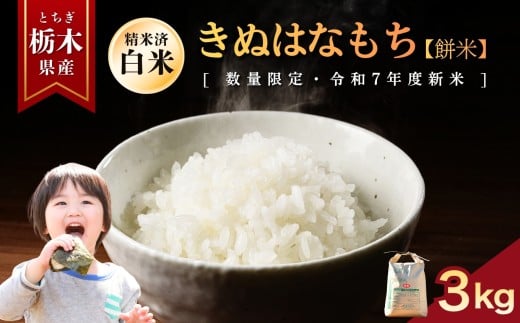 【先行予約】きぬはなもち(もち米)  3kg | お米 米 もち米 ミルキークイーン きぬはなもち とちぎの星 コシヒカリ こしひかり 美味しい お弁当 選べる 定期便 ふるさと 納税 栃木県 矢板市