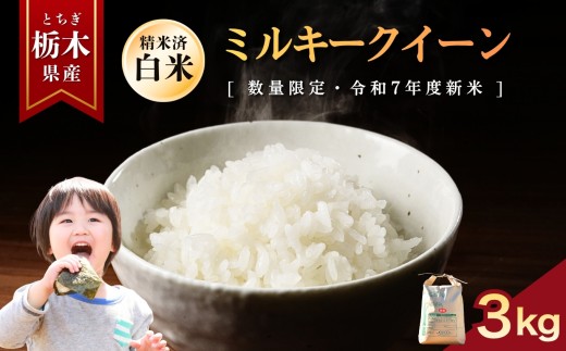 【先行予約】ミルキークイーン  3kg | お米 米 もち米 ミルキークイーン きぬはなもち とちぎの星 コシヒカリ こしひかり 美味しい お弁当 選べる 定期便 ふるさと 納税 栃木県 矢板市